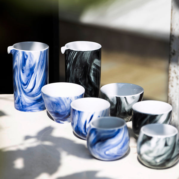 Brewers, tasting cups + jugs - inspired by calligraphy